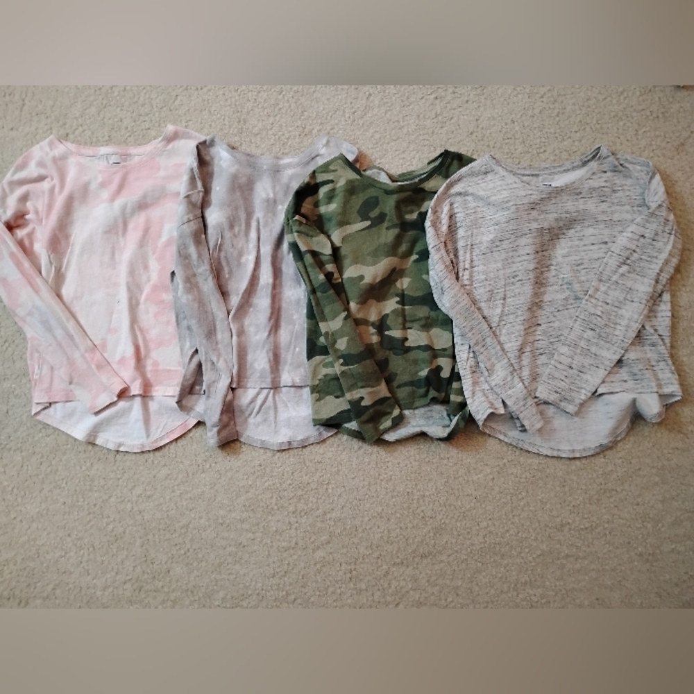 GUC Old Navy Girl's Long Sleeve Tees - Black&White, Gray, Camouflage - Sz 5
